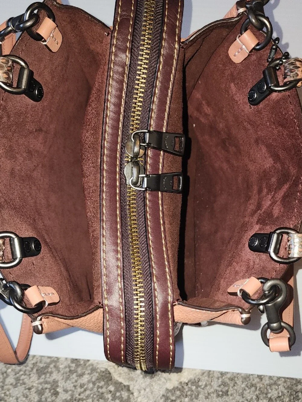 Coach 1941 Rogue 25  In Melon. Pebbled Leather with Genuine Snakeskin Handles.